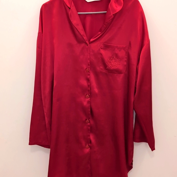 Vintage Victoria's Secret Red Silky Pajama dress M - Picture 3 of 7